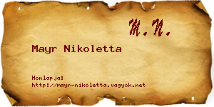 Mayr Nikoletta névjegykártya